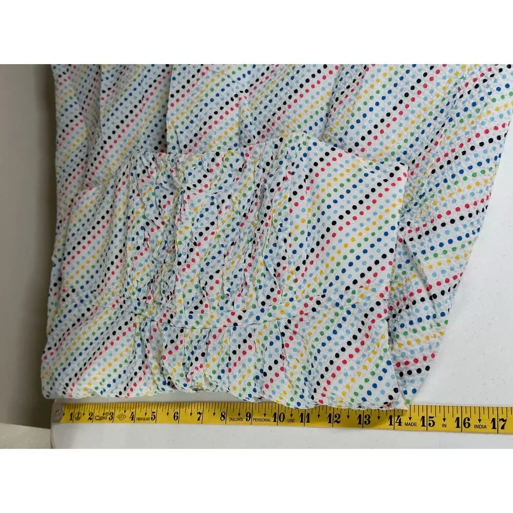 Lilly Pulitzer Dress Womens 2 White Rainbow Polka Dot Strapless Seersucker Beach - Picture 11 of 12